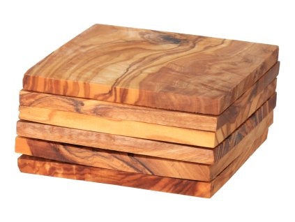Set od 6 četvrtastih podmetača od maslinovog drva