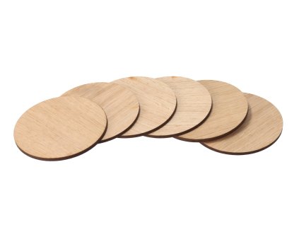 Set od 6 okruglih podmetača od hrasta
