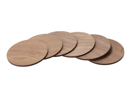 Set od 6 okruglih podmetača od oraha