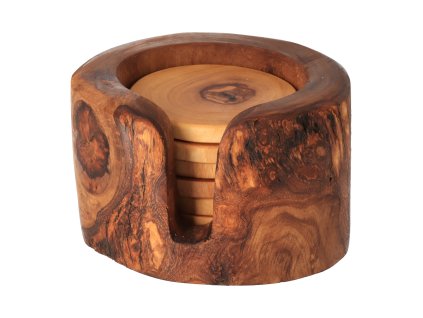 Set od 6 podmetača od maslinova drva sa spremnikom