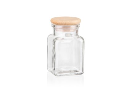 Staklena posuda za zacine - drvena 150 ml