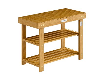 Stalak za cipele od akacije s klupom 70 x 33 x 46 cm