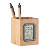 Stalak za pisaći pribor od bambusa s budilicom