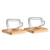 Set od dvije izotermne šalice od 90 ml s tanjurićem od bambusa