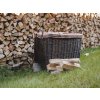 Pletena košara za drva tamna opšivena - na kotačima